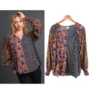 Umgee Multicolor Floral Blouse